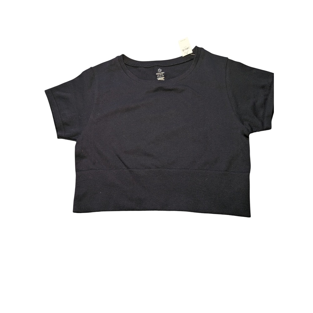 OFFLINE by Aerie Seamless Crop Top Black Short Sleeve Activewear Size M NEW